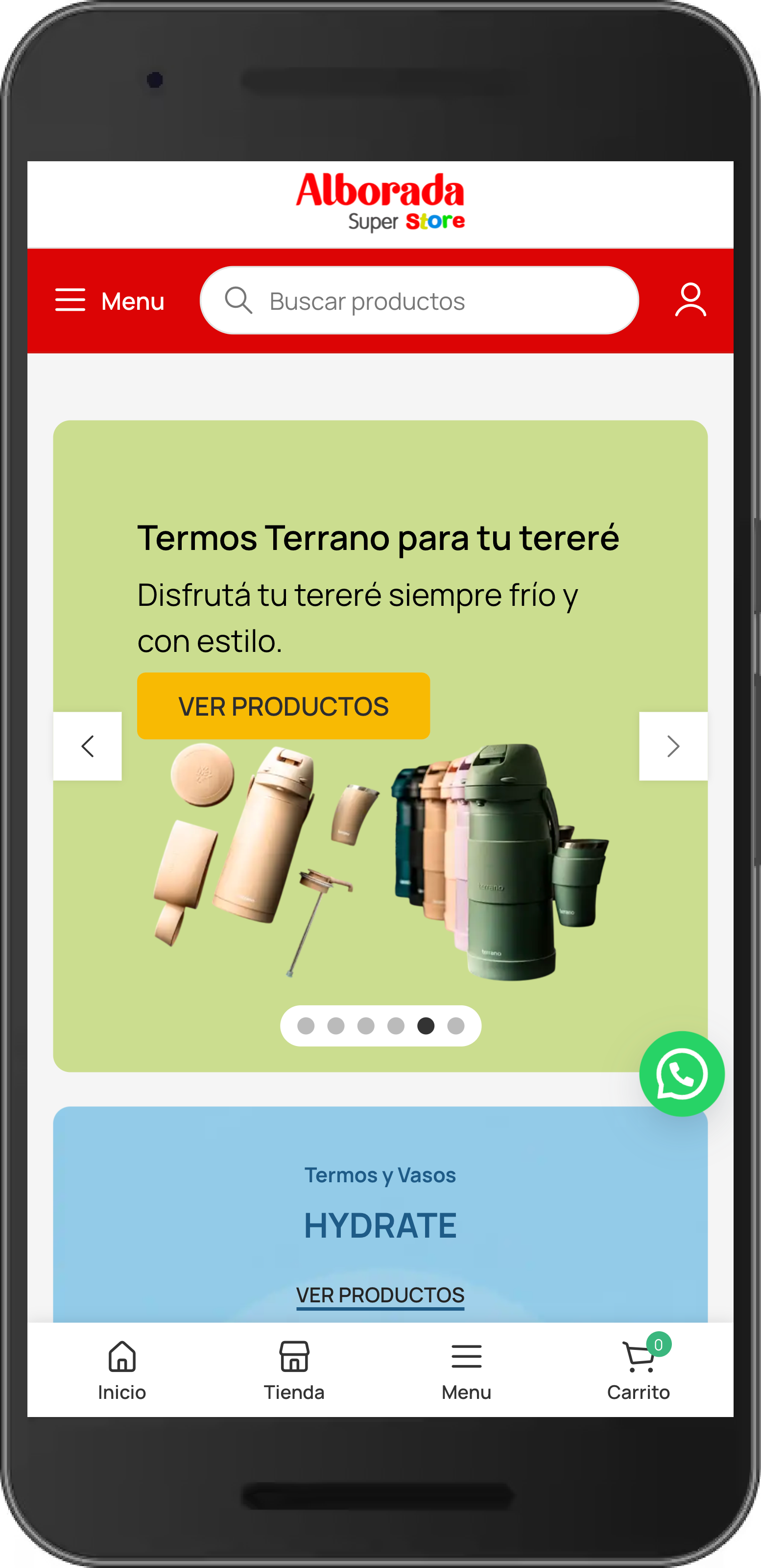 Versión móvil de la tienda Alborada Super Store desarrollada por Elice